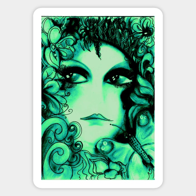 wood nymph EMERALD,,,House of Harlequin Sticker by jacquline8689